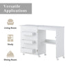 Folding Sewing Table, 2-in-1 Rolling Craft Table with Storage Shelves