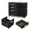 3-Drawer File Cabinet Mobile Lateral Filing Cabinet Printer Stand w/5 Wheels