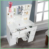 Modern Vanity Makeup Desk with LED Lights Mirror 3 Lights Colors 5 Drawers White
