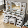 Makeup Vanity with Mirror and Lights, 12 Drawers Vanity Desk with Chair