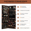 Wall/Door Mounted Jewelry Armoire Organizer Full-length Mirror Storage Cabinet