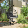 PE Rattan Double Hanging Egg Chair with Stand Foldable Wicker Swing Hammock Pod