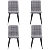 Set of 4 Dining Chairs Kitchen Breakfast Grey Linen Fabric Padded Seat Metal Leg