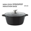 SQ Pro Cast Iron Casserole Dish Black Pre-Seasoned Ovenproof Pot & Lid 4.2L Pan