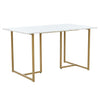 Dining Table 140cm Rectangular Marble Effects MDF Kitchen Table Gold Metal Legs