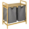 Bathroom Bamboo Laundry Basket Hamper Cloth Pull Out Bag Top Shelf Storage Unit