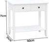 2 Drawer Console Table-White Bedroom Hallway Table with Storage Shelf