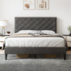 4ft6 Double Bed Frame Upholstered Platform Bed with Adjustable Headboard Grey