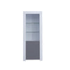 Tall Display Cabinet with High Gloss Grey Door and LED Light Wooden Bookshelf UK