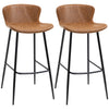Bar Stools Set of 2, PU Leather Upholstered Kitchen Stools with Back, Footrest