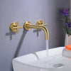 Bathroom Brass 2 Handles Wall Mounted Swivel Spout Sink Faucet Basin Mixer Taps