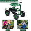 99CM Garden Cart Garden Rolling Scooter Steerable Adjustable Work Seat w/Basket