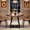 Round Dining Table for 2, 31.5" Industrial Kitchen Dinner Table with Metal Base