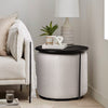Round Sofa Side Tea Table & Linen Ottoman Footstool Under Desk Chair Living Room