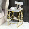 Marble Vein Side Table with Gold Metal Legs Vintage Lounge Living Room Bedside