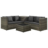 4 Piece Garden Lounge Set with Cushions Poly Rattan Grey