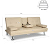 Manhattan Sofa Bed 2 Seater Faux Leather Click Clack - Cream