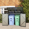 Metal Garden Shed Flip Top Lockable Outdoor Tool Bin Storage Weatherproof Grey