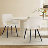 2Pcs Beige Velvet Dining Chair with Diamond Seat & Metal Legs Dining Room