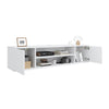 130cm High Gloss White Floating TV Stand Cabinet Unit 2 Door Storage Sideboard