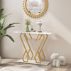 Modern Console Table Faux Marble Narrow Entryway Hallway Table Accent Desk 100cm