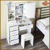 White Dressing Table LED Makeup Desk 5 Drawers with Lights Sliding Mirror Stool