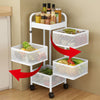 Rotating Veg Fruits Trolley Basket Rack Metal Kitchen Bathroom Storage Shelf UK