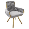 Rotatable Dining Chairs Padded Velvet Seat Metal Legs Kitchen Swivel Chair Grey