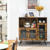 Industrial Side Cabinet Kitchen Sideboard Wooden Cupboard w/Adjustable Shelves