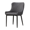 Pair of Grey Faux Leather/PU Chairs Luxury Design Padded Seat Round Back Damask