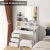 White Dressing Table with Mirror Stool 6 Tiers 4 Drawers Bedroom Dressing Table