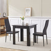 Small Space Dining Set 3Pcs Square Dining Table+ 2 Dining Chair Set Black Wooden