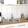 Inset Kitchen Sink Round Single Bowl Stainless Steel Undermount Basin w/ Drainer