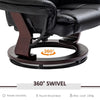 Recliner Chair With footstool, Armchair 135° Reclining Swivel Sofa Chair, Black