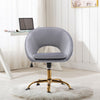 Oval Velvet Office Chair Home Study Armchair Adjustable Seat Breathable Backrest
