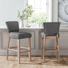 2x Breakfast High Bar Home Kitchen Pub Stools Chair Linen Seat Padded Wooden Leg