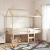 High Bed with Roof 80 x 200 Solid Pine Wood, Bed, Bed Frame, Mezzanine T8E3