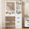 4 Drawers Vanity Table Set White Dressing Table with Mirror and 10 LED Bulbs NEW