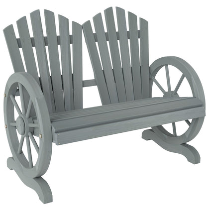 2 Seater Garden Bench w/ Wheel-Shaped Armrests Grey