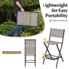 Set of 2 Outdoor Bar Chair Folding Bar Height Stool with Metal Frame & Footrest