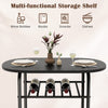 Small Table and 2 Chairs 3PCS Bar Kitchen Dining Breakfast Furniture Set W/Shelf