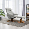 Swivel Recliner Chair Grey Linen Fabric Armchair Office Lounge Sofa w/Footstool