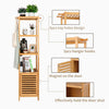 Tall Bamboo Bathroom Storage Cabinet Unit Cupboard with 3 Open Shelves