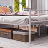 Double Metal Bed Frame - Bedstead Base with Headboard and Footboard - Metal Slat