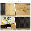 360° Rotating Bar Table Sideboard 138-204x39x104cm with 3 Drawers, Black-Natural