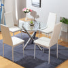 Glass Dining Table and 4 Padded Chairs Set Metal Legs Kitchen Home Furniture