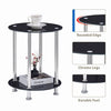 2pcs Round Black Tempered Glass Sofa Side End Table Bedside Table with Storage