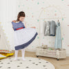 Portable Mobile Clothes Hanging Rod Kids Clothes Rack w/ Basket-White
