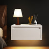 2pcs Floating Bedside Set with Drawers, Nightstand Wall Shelf, High Gloss White