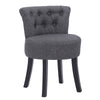 Grey Linen Makeup Chair for Vanity Button-Tufted Dressing Table Stool Wooden Leg
